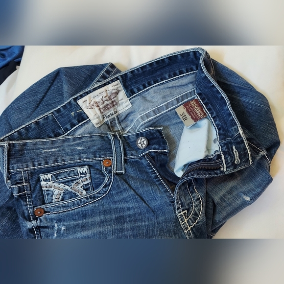 BIG STAR PIONEER MEN'S DISTRESSED & DESTROYED RELAXED BOOTCUT JEANS SIZE 31R X34 - Picture 7 of 13